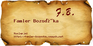 Famler Bozsóka névjegykártya